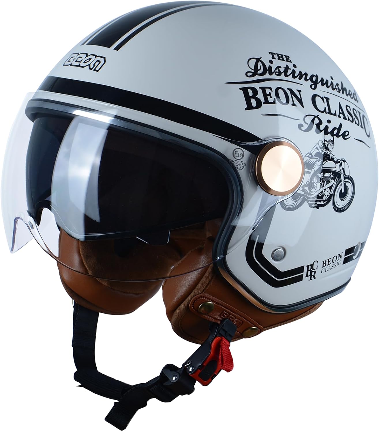 Half Face Helmet, Matte Black, Dual Visors, Quick Release Buckle - Image 11