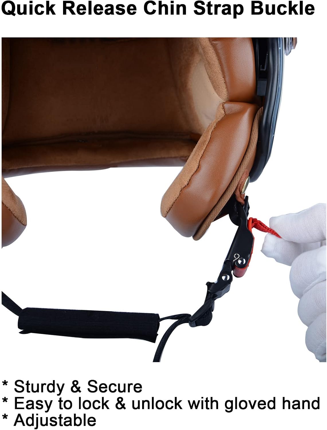 Half Face Helmet, Matte Black, Dual Visors, Quick Release Buckle - Image 5