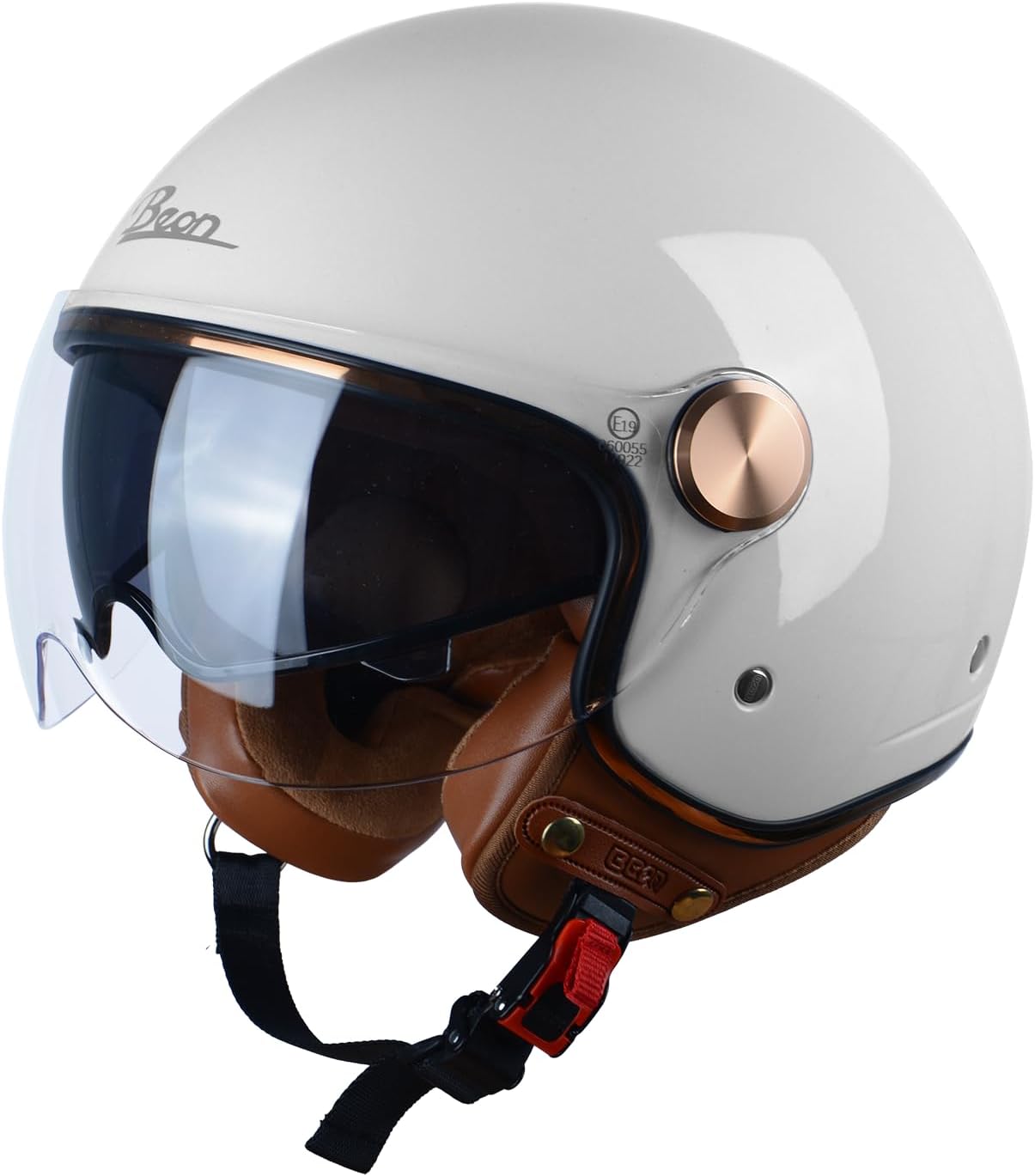 Half Face Helmet, Matte Black, Dual Visors, Quick Release Buckle - Image 8