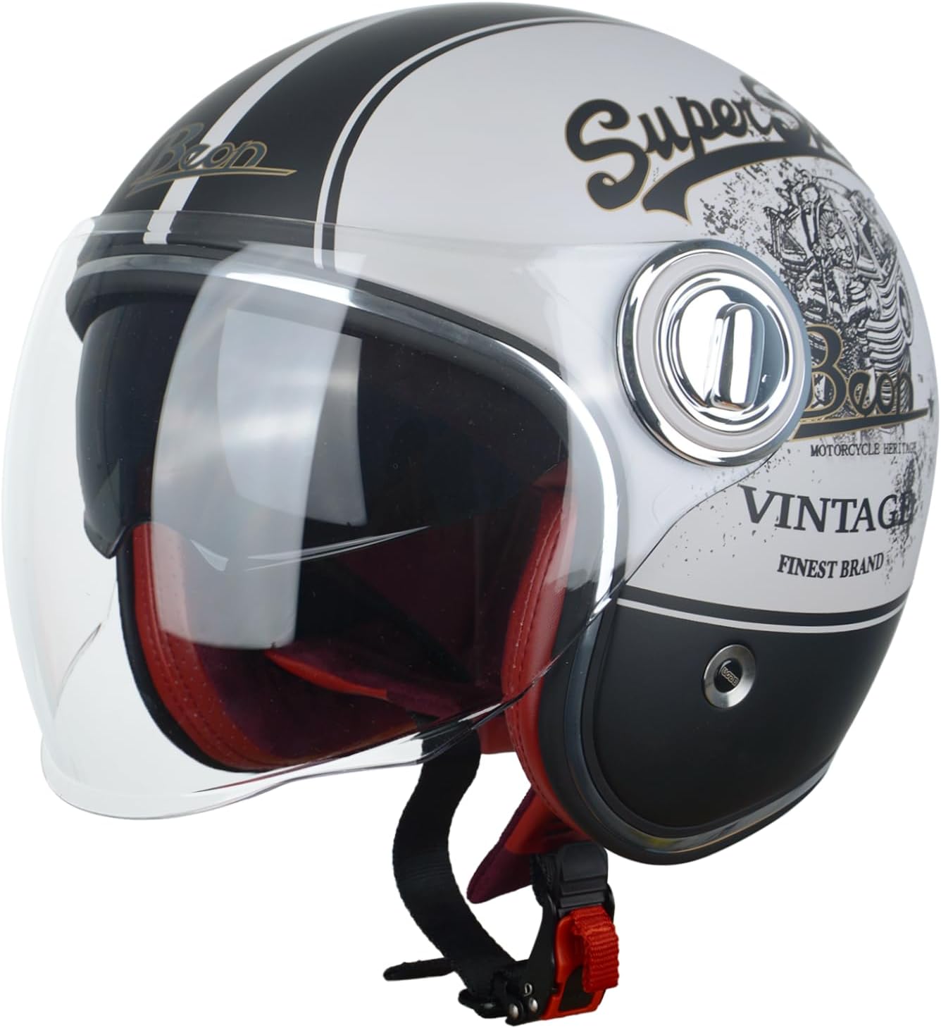 Adult Open Face Helmet, Dual Visors, Matte Black Finish - Image 10