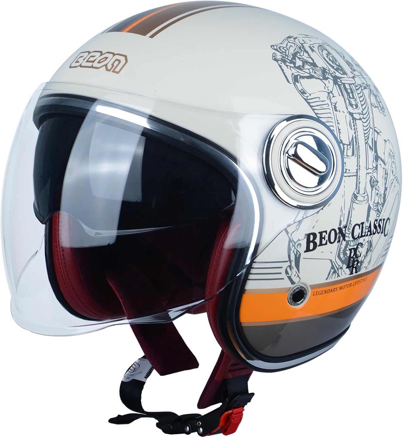 Adult Open Face Helmet, Dual Visors, Matte Black Finish - Image 7