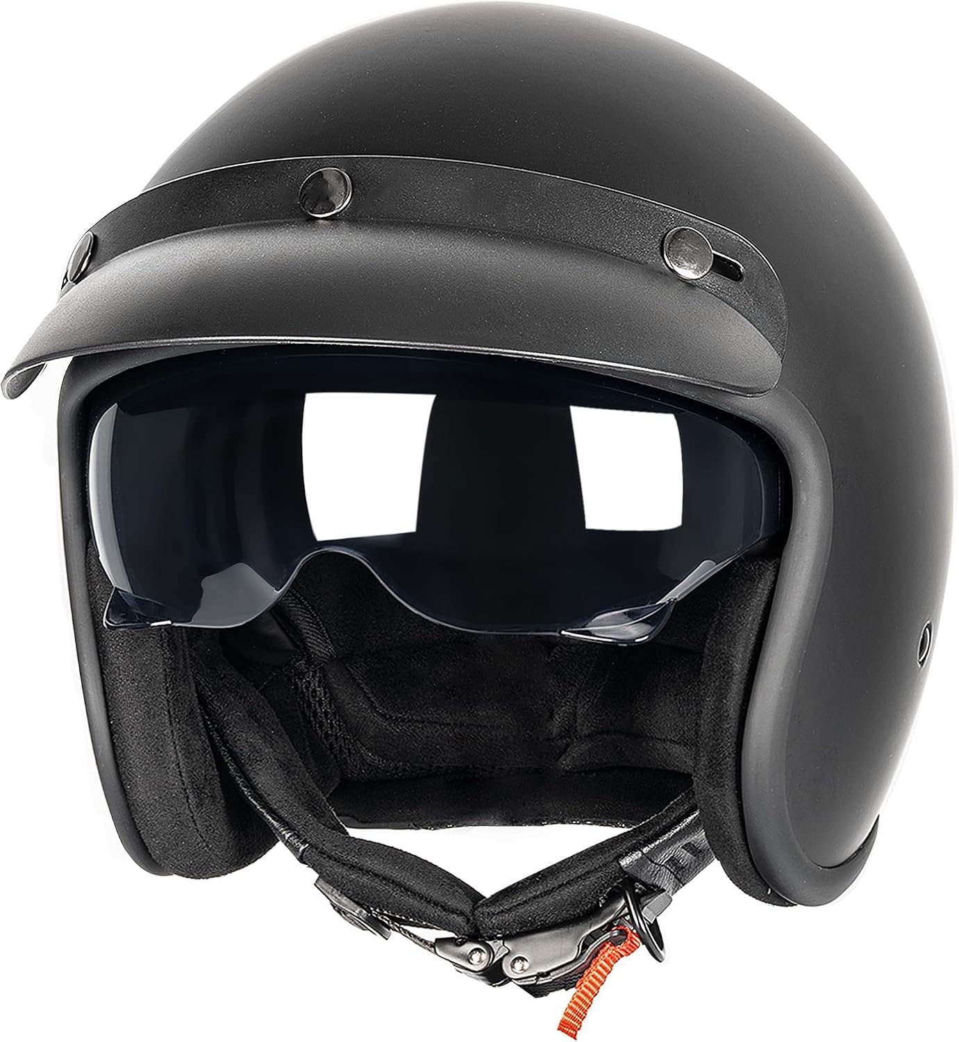 Open Face Motorcycle Helmet, White, with Visor - Image 6